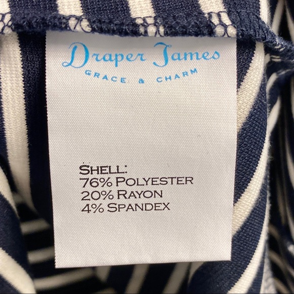 Draper James Striped Sleeveless Navy & White Ponte Dress Peplum Hem Size XL NWT - Picture 7 of 8
